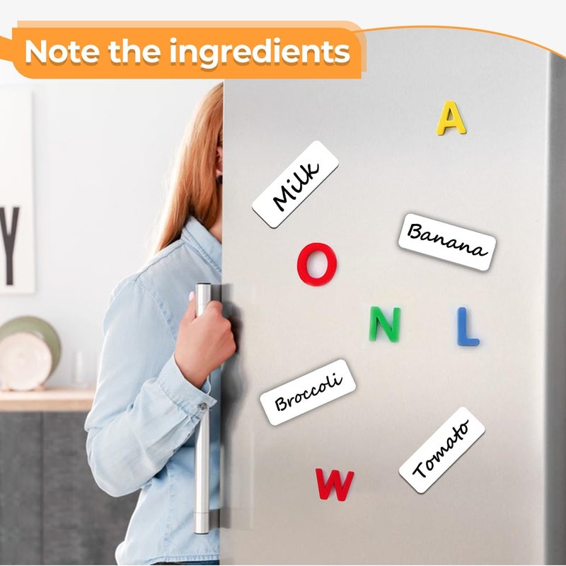 Mositear 54pcs Magnetic Dry Erase Labels White Name Tags Flexible Reusable Magnetic Label Stickers for White Board Refrigerator Locker Size 3.2"x1.2" by - Image 4